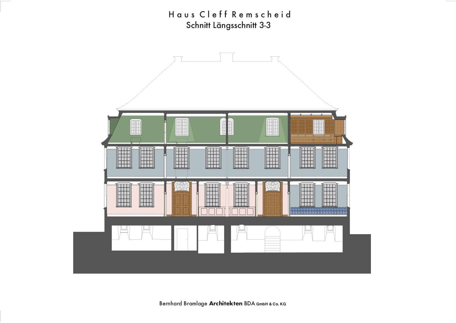 09 Haus Cleff Plaene Laengschnitt 3 3